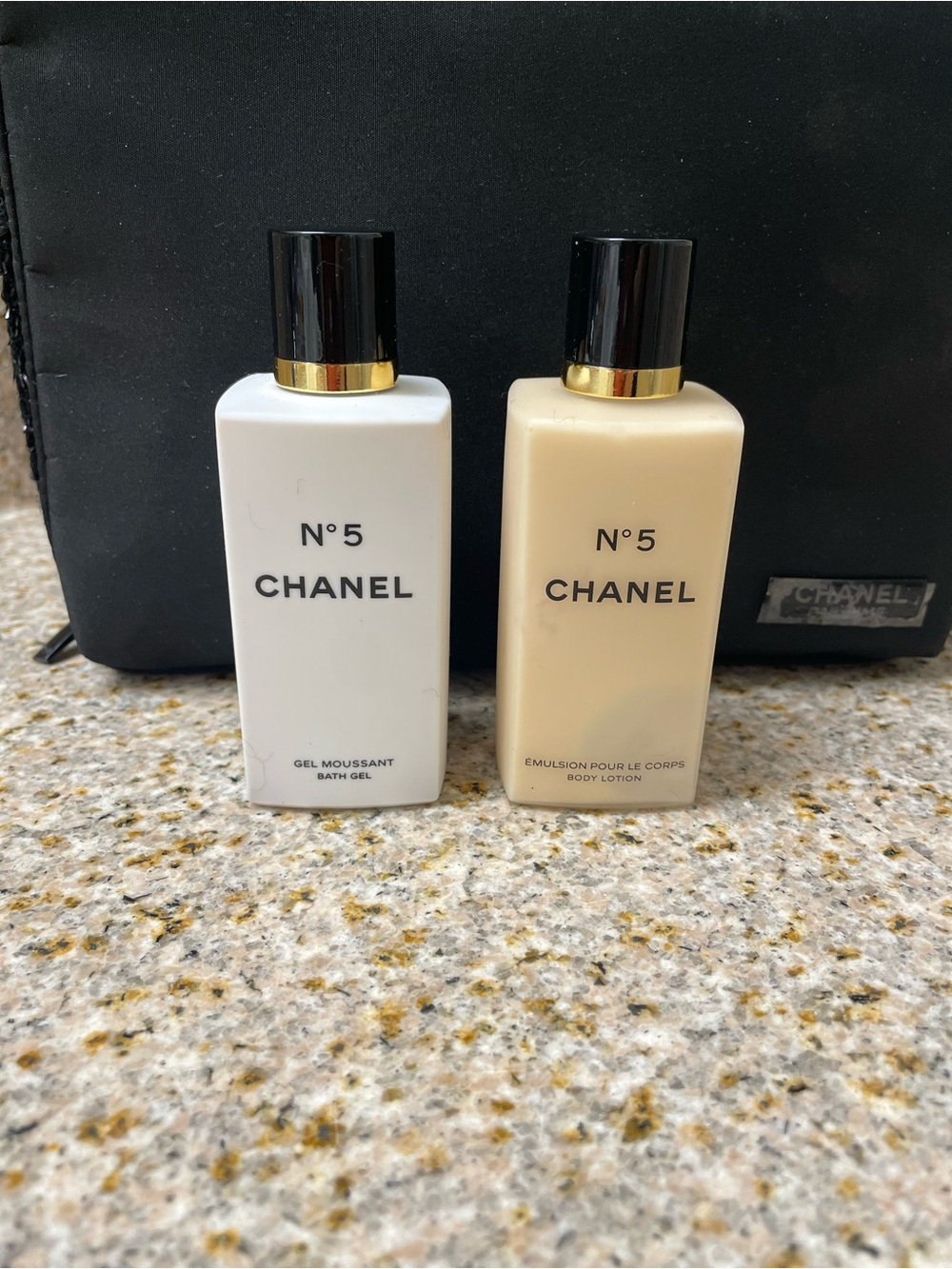 Vintage CHANEL N°5 Trousse Signature Carrying Case Bath Gel & Body Lotion